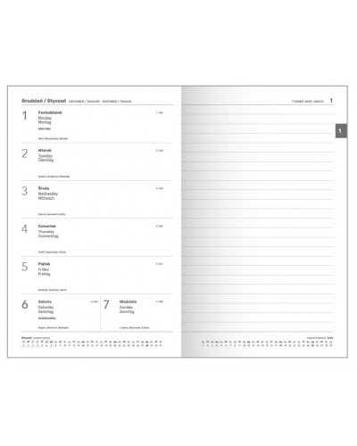 Kalendarz tygodniowy 2027 A5 z notesem